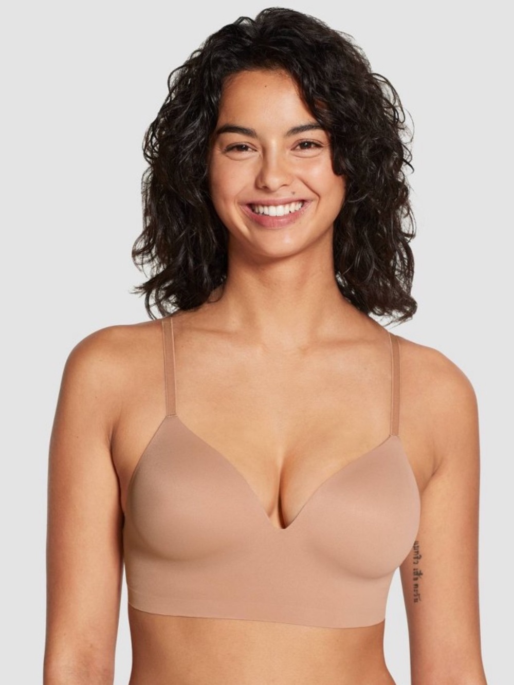 True & Co. Everybody Boost Bra Nude Wireless Light Lift Pullover Bra Large NWT